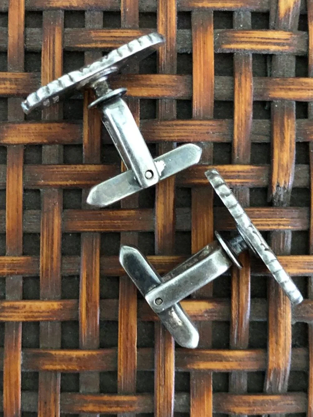 Vintage Sterling Silver Front Cufflinks for Men